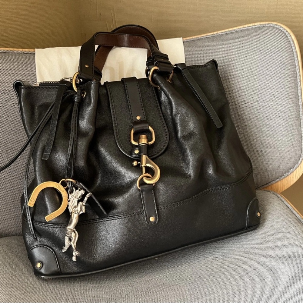 Chloé Kerala Large Black Leather Satchel Tote Bag